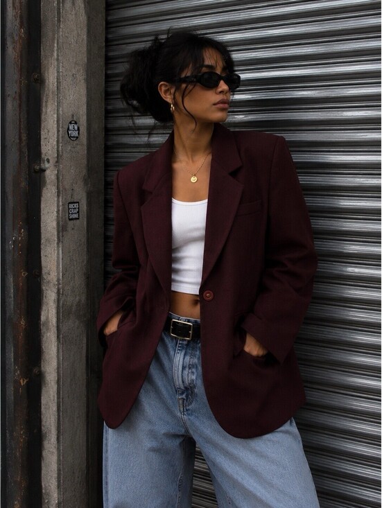 Sag Harbor Jackets & Blazers - Vintage Sag Harbor Burgundy Wool Blazer – Size 8